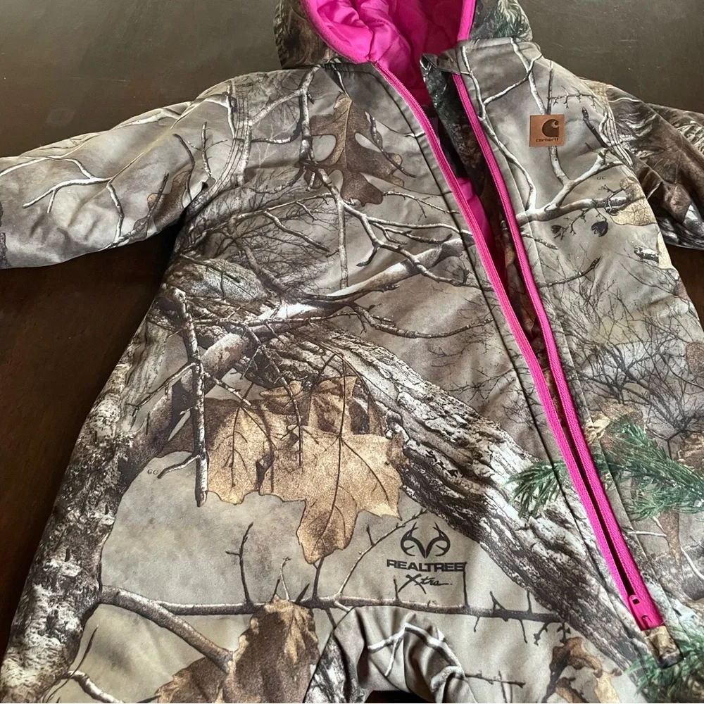 Cahartt Infant Camo & Pink Zip Up Hooded Snowsuit Size 6 months